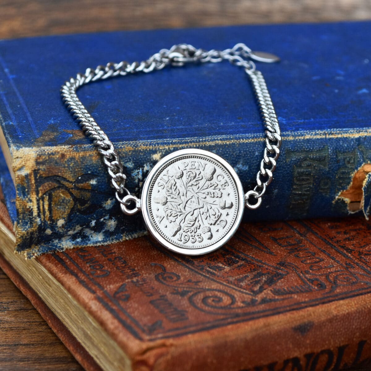 1933 Lucky Sixpence Coin Bracelet, 92nd Birthday Gift- Silver - Heads and Tails Coin Jewellery