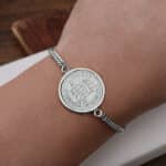 1943 Lucky Sixpence Coin Bracelet, 82nd Birthday Gift- Silver - Image 6