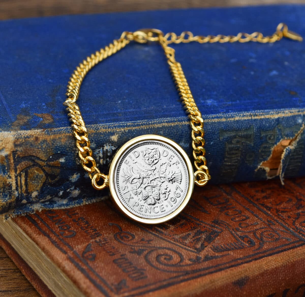 1967 Lucky Sixpence Coin Bracelet, 58th Birthday Gift- Gold - Heads and Tails Coin Jewellery