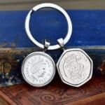 1999 20p and 5p Coin Keyring, 26th Birthday Gift- Silver