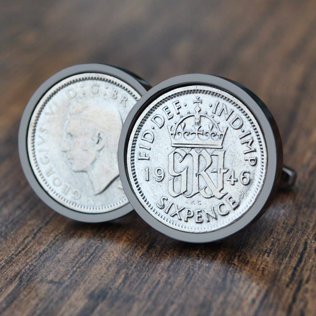 Sixpence for luck 1920 100th Birthday Cufflinks - 1920 genuine sixpence coin cufflinks 100th