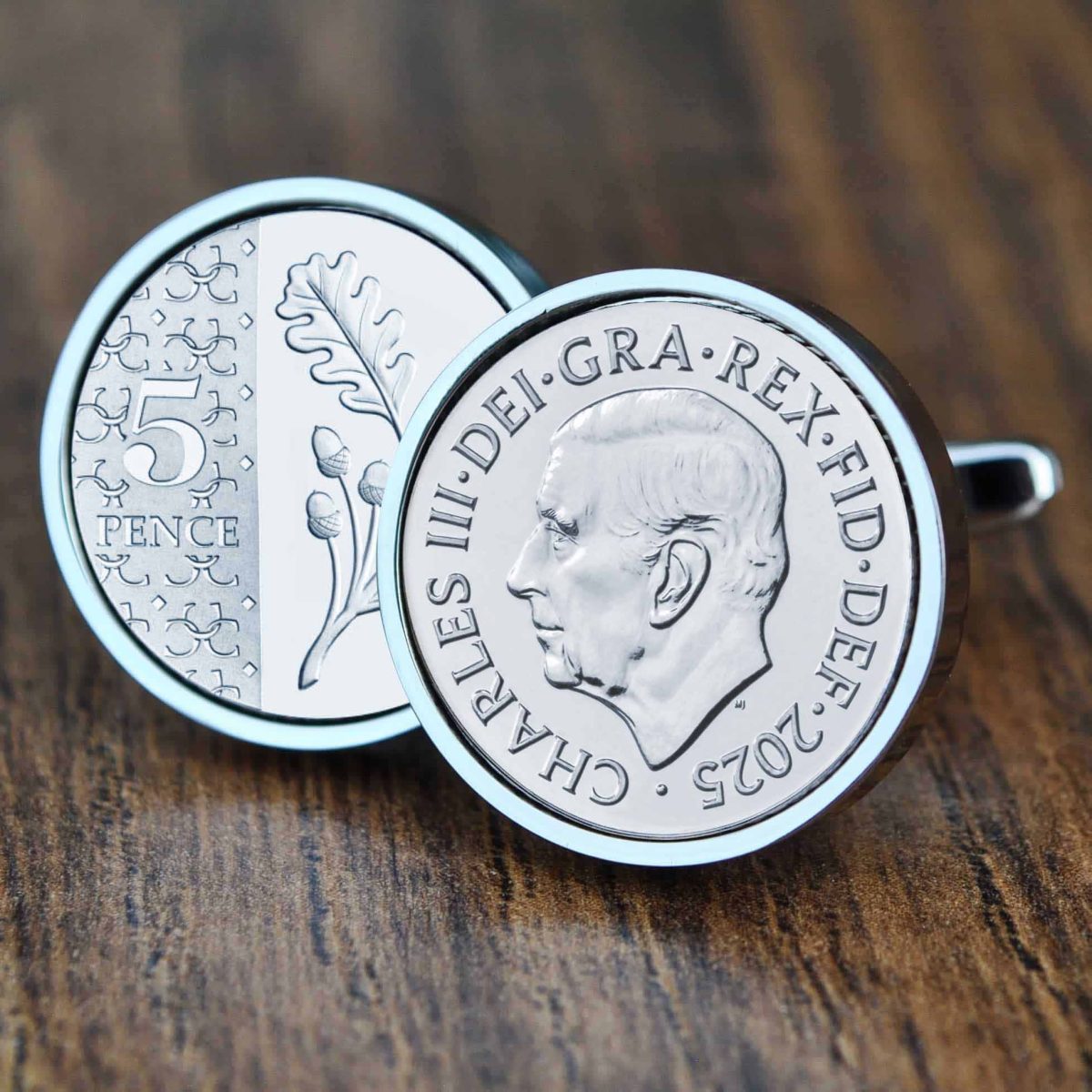 2025 Five Pence Cufflinks, 0th Birthday Gift- Silver - Image 1