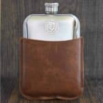 2025 Fifty Pence Coin Hip Flask, 0th Birthday Gift- Brown Leather