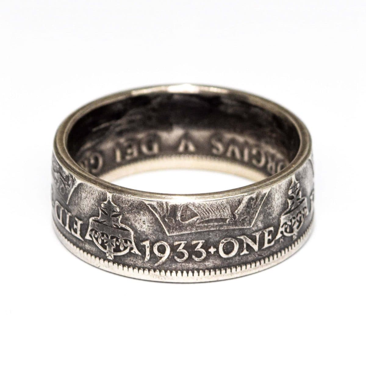 1933 Florin Coin Ring, 92nd Birthday Gift - Sterling Silver - Heads and Tails Coin Jewellery