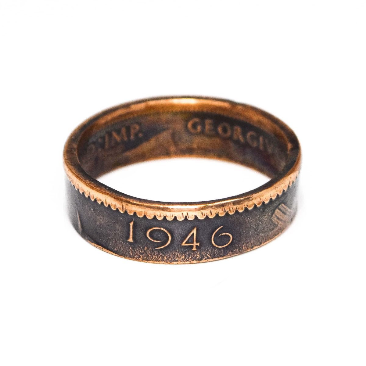 1946 Farthing Coin Ring, 79th Birthday Gift - Bronze - Heads and Tails Coin Jewellery