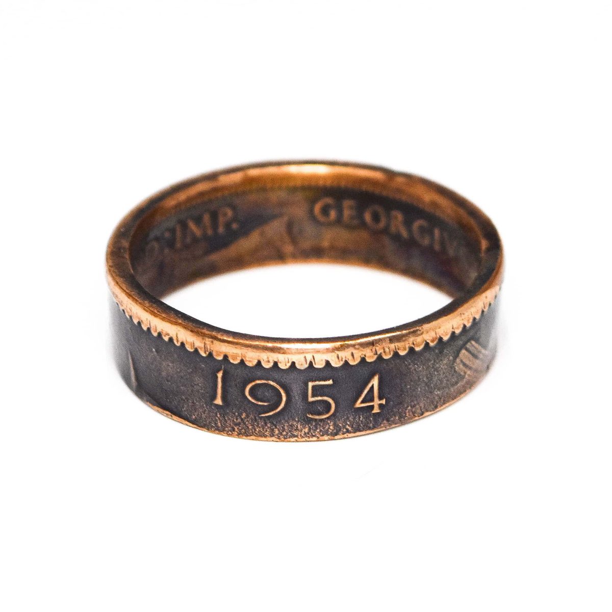 1954 Farthing Coin Ring, 71st Birthday Gift - Bronze - Image 1