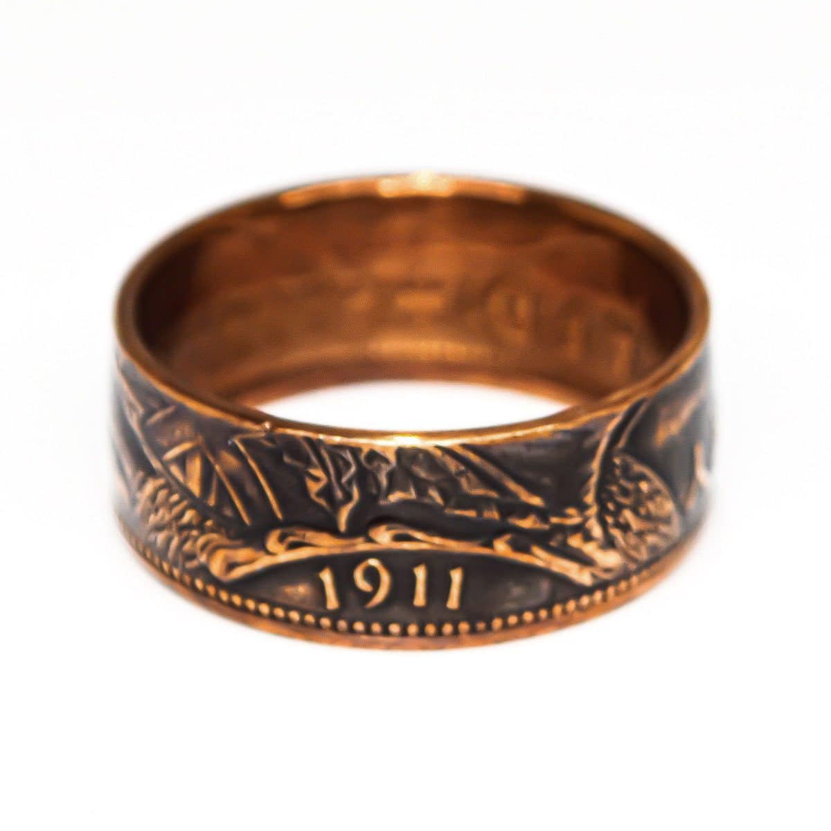 1911 Farthing Coin Ring, 114th Birthday Gift - Bronze - Heads and Tails Coin Jewellery
