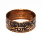 1934 One Penny Coin Ring, 92nd Birthday Gift - Bronze