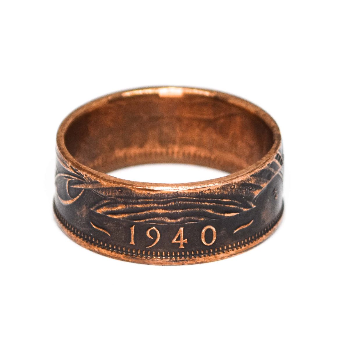 1940 Half Penny Coin Ring, 85th Birthday Gift - Bronze - Heads and Tails Coin Jewellery