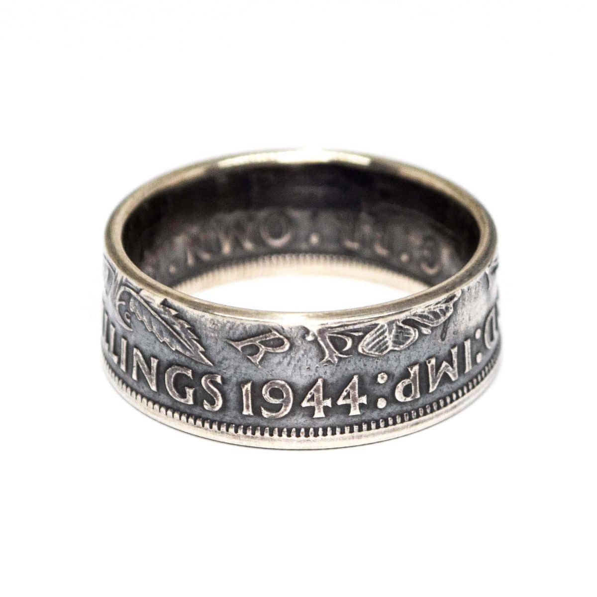 1944 Two Shillings Coin Ring, 81st Birthday Gift - Sterling Silver - Image 1