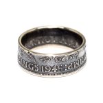 1945 Two Shillings Coin Ring, 80th Birthday Gift - Sterling Silver