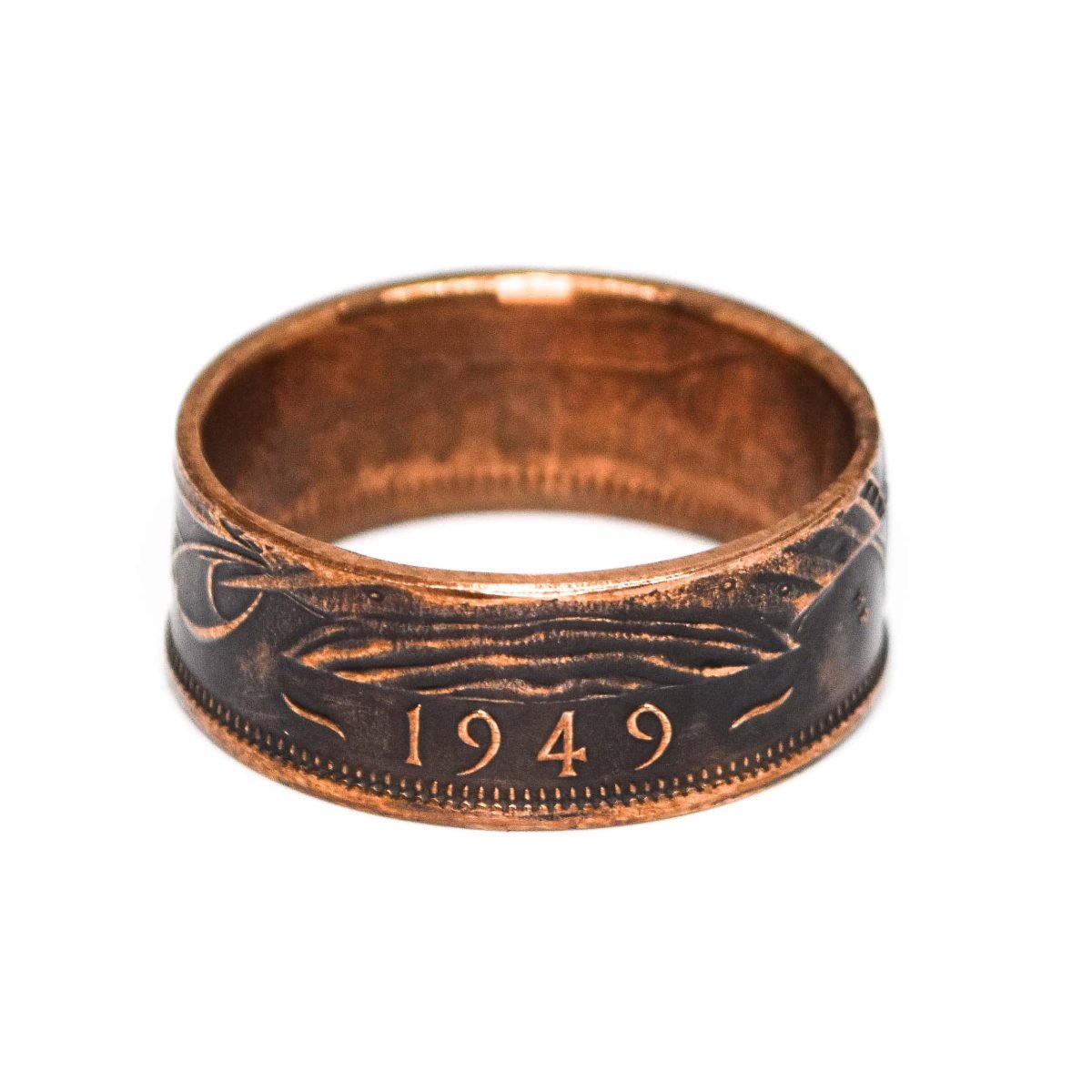 1949 Half Penny Coin Ring, 76th Birthday Gift - Bronze - Heads and Tails Coin Jewellery
