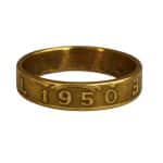 1950 Threepence Coin Ring, 75th Birthday Gift - Brass