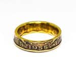1955 Threepence Coin Ring, 71st Birthday Gift - Brass