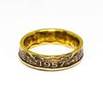 1957 Threepence Coin Ring, 68th Birthday Gift - Brass