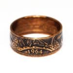1964 One Penny Coin Ring, 61st Birthday Gift - Bronze