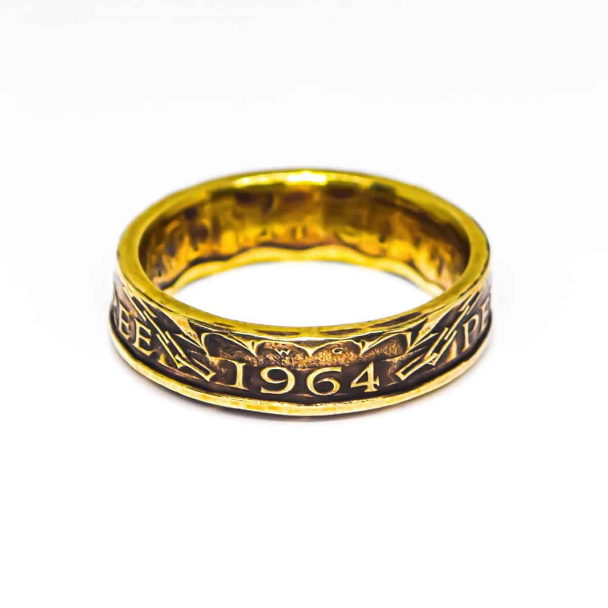 1964 Threepence Coin Ring, 61st Birthday Gift - Brass - Heads and Tails Coin Jewellery
