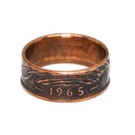 1965 Half Penny Coin Ring, 60th Birthday Gift - Bronze