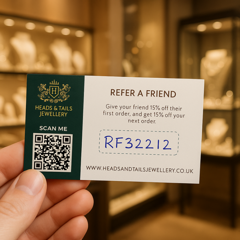 Refer a Friend Coupon Card Heads & Tails Jewellery