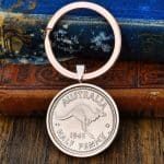 1945 Lucky Australian Half Penny Coin Keyring - Silver