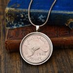 1945 Lucky Australian One Penny Coin Necklace - Silver