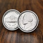 1964 U.S. Nickel Coin Cufflinks - Silver