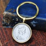 1976 Five Pence Keyring, 50th Birthday Gift- Gold