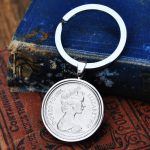 1976 Five Pence Keyring, 50th Birthday Gift- Silver