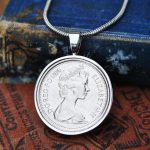 1976 Five Pence Necklace, 50th Birthday Gift- Silver