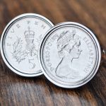 1976 Five Pence Coin Cufflinks, 50th Birthday Gift- Silver