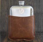 1986 Five Pence Hip Flask, 40th Birthday Gift- Brown Leather