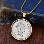 1986 Five Pence Necklace, 40th Birthday Gift- Gold