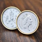 1986 Five Pence Coin Cufflinks, 40th Birthday Gift- Gold