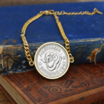 1941 Australian Shilling Coin Bracelet, 85th Birthday Gift- Gold