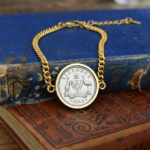 1943 Australian Sixpence Coin Bracelet, 83rd Birthday Gift- Gold