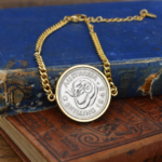 1945 Australian Shilling Coin Bracelet, 81st Birthday Gift- Gold