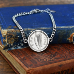 1945 Lucky Irish Sixpence Coin Bracelet, 81st Birthday Gift- Silver