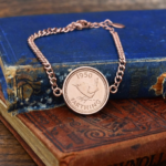 1950 Farthing Coin Bracelet, 76th Birthday Gift- Rose Gold