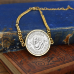 1951 Australian Shilling Coin Bracelet, 75th Birthday Gift- Gold