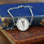 1952 Lucky Irish Sixpence Coin Bracelet, 74th Birthday Gift- Silver