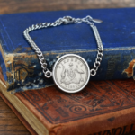 1953 Australian Sixpence Coin Bracelet, 73rd Birthday Gift- Silver