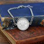 1953 Australian Threepence Coin Bracelet, 73rd Birthday Gift- Silver