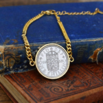 1953 Shilling Coin Bracelet, 73rd Birthday Gift- Gold