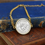 1960 Australian Shilling Coin Bracelet, 66th Birthday Gift- Gold