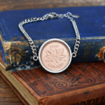 1960 Canadian Penny Coin Bracelet, 66th Birthday Gift- Silver