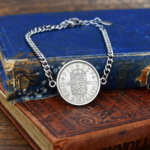1961 Shilling Coin Bracelet, 65th Birthday Gift- Silver