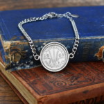 1963 Australian Threepence Coin Bracelet, 63rd Birthday Gift- Silver