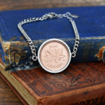 1977 Canadian Penny Coin Bracelet, 49th Birthday Gift- Silver