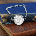1985 Australian Five Cents Coin Bracelet, 41st Birthday Gift- Silver