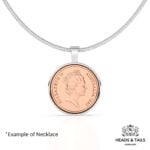 1987 Australian coin with Elizabeth II portrait in a silver bezel pendant on a snake chain
